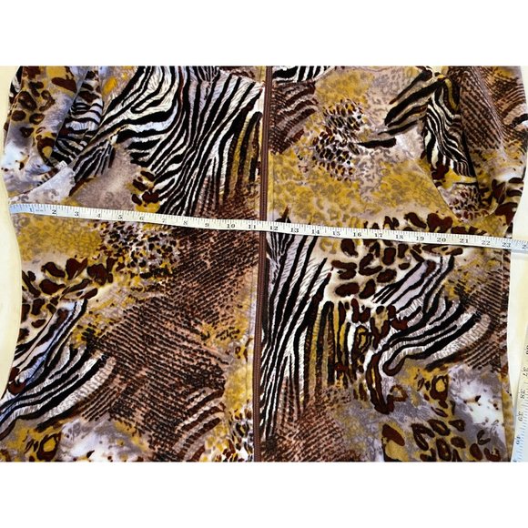 KAKTUS Women's Animal Print Velour Zip Up Lightweight Jacket Brown Size Medium - Picture 4 of 6